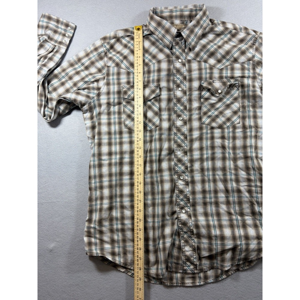 Wrangler Pearl Snap Western Aztec Long Sleeve Mens Shirt Size L - Picture 3 of 7